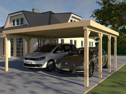 Prikker Carport Flachdach KVH 600x650 Doppelcarport